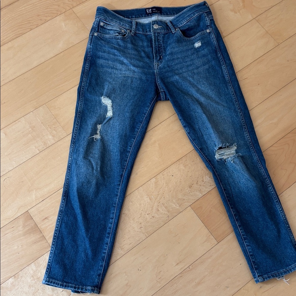 GAP Distressed Vintage Slim 29s Jeans in Deep Blue